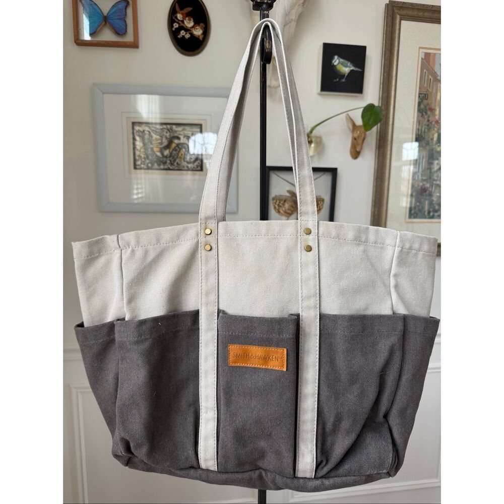 Smith & Hawken 16oz Canvas Gardening Tote Gray Stone
